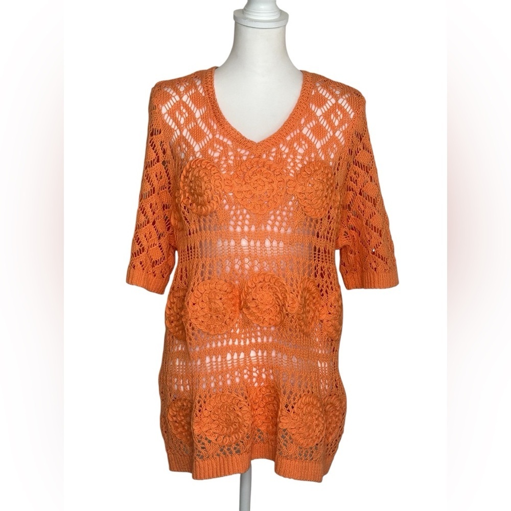 CJ Banks NWT Crochet
Sweater sz 1X Womens Orange
Coquette CottageCore Knit boho